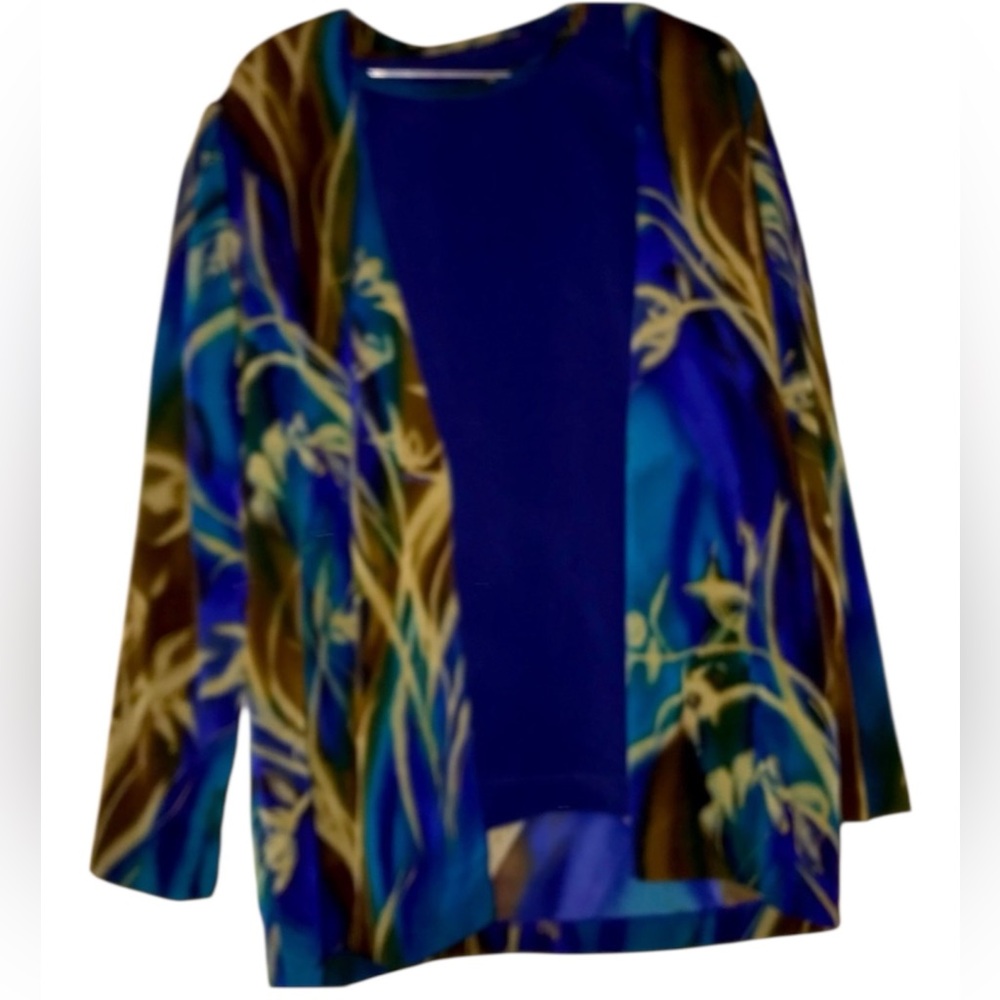 Vintage Jones Sport of Dallas Blue Floral Jacket & Shell Top Set Women’s Small
